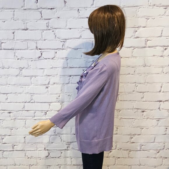 ALYX - 100% cotton lavender button down cardigan with front floral detailing - Picture 9 of 11